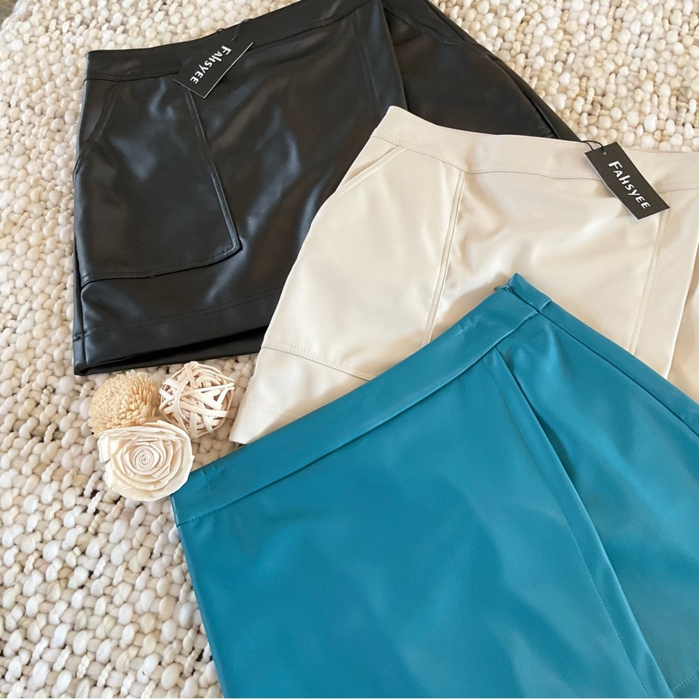 Bundle of 3 Faux Leather Skorts, M/L NWT